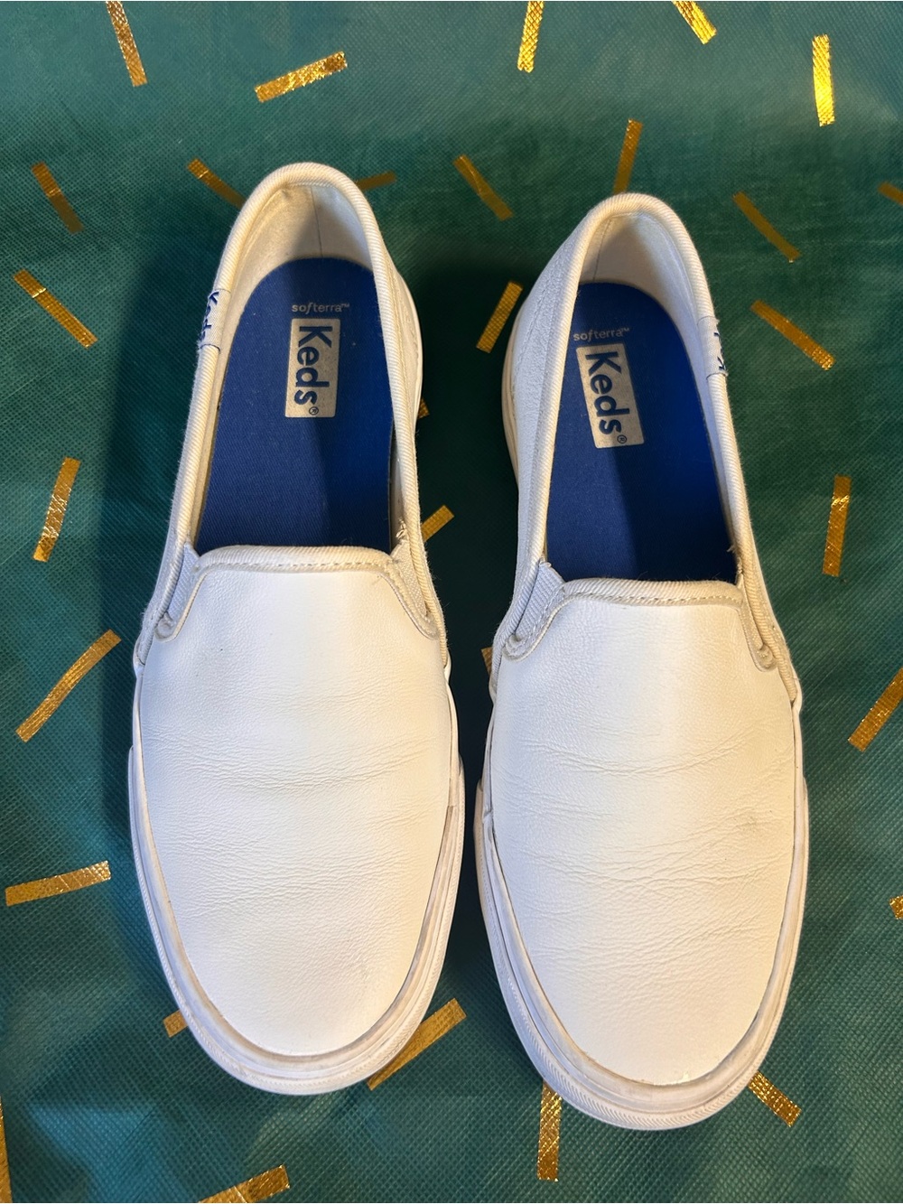 Keds Leather White Slip-On Sneakers